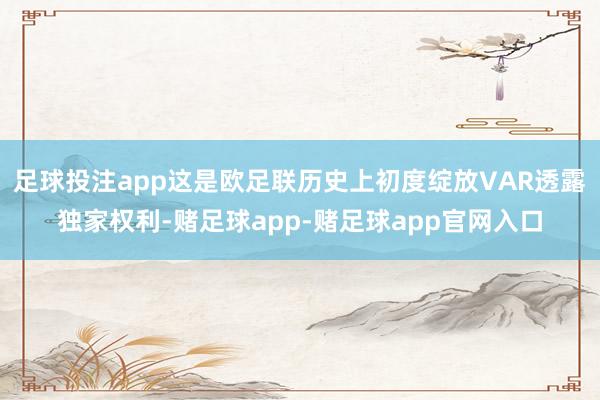 足球投注app这是欧足联历史上初度绽放VAR透露独家权利-赌足球app-赌足球app官网入口