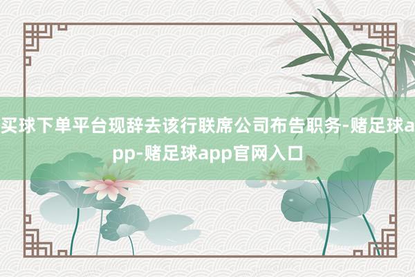 买球下单平台现辞去该行联席公司布告职务-赌足球app-赌足球app官网入口