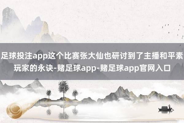 足球投注app这个比赛张大仙也研讨到了主播和平素玩家的永诀-赌足球app-赌足球app官网入口