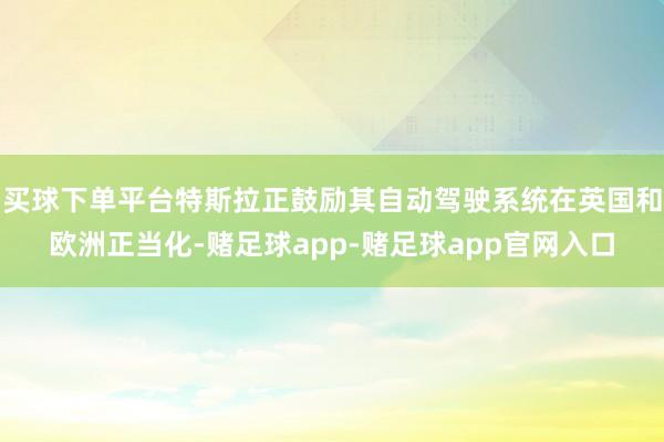 买球下单平台特斯拉正鼓励其自动驾驶系统在英国和欧洲正当化-赌足球app-赌足球app官网入口