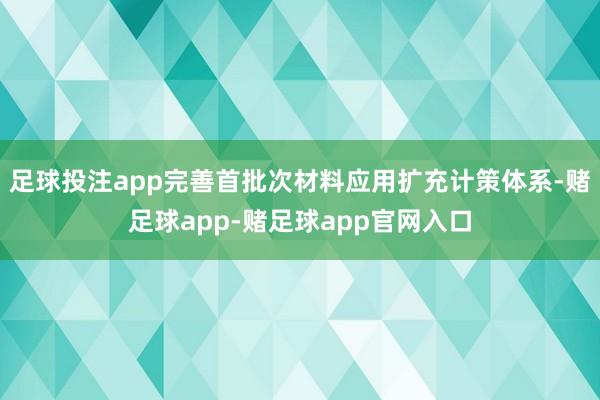 足球投注app完善首批次材料应用扩充计策体系-赌足球app-赌足球app官网入口