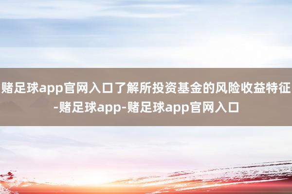 赌足球app官网入口了解所投资基金的风险收益特征-赌足球app-赌足球app官网入口