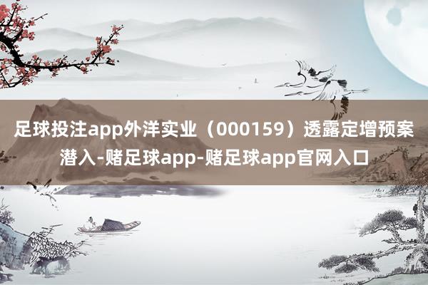 足球投注app外洋实业（000159）透露定增预案潜入-赌足球app-赌足球app官网入口