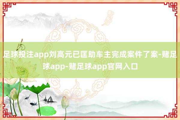 足球投注app刘高元已匡助车主完成案件了案-赌足球app-赌足球app官网入口