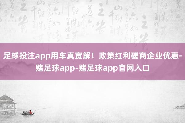 足球投注app用车真宽解！政策红利磋商企业优惠-赌足球app-赌足球app官网入口