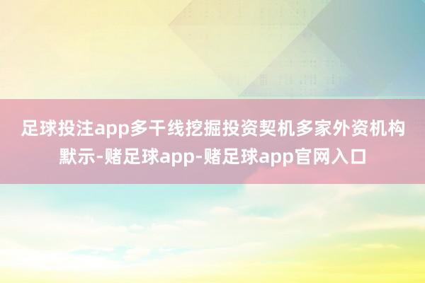 足球投注app　　多干线挖掘投资契机　　多家外资机构默示-赌足球app-赌足球app官网入口