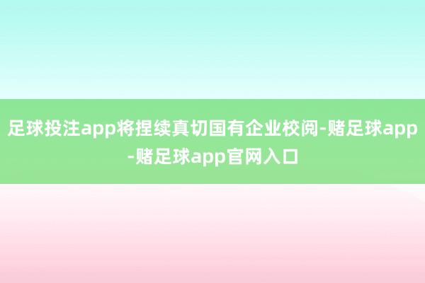 足球投注app将捏续真切国有企业校阅-赌足球app-赌足球app官网入口