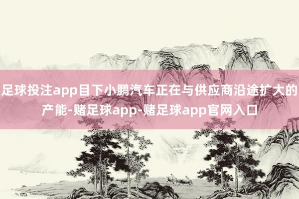 足球投注app目下小鹏汽车正在与供应商沿途扩大的产能-赌足球app-赌足球app官网入口