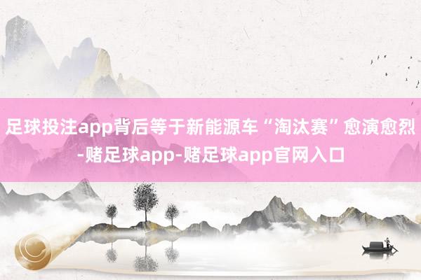 足球投注app背后等于新能源车“淘汰赛”愈演愈烈-赌足球app-赌足球app官网入口