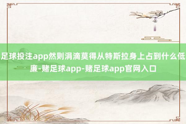 足球投注app然则涓滴莫得从特斯拉身上占到什么低廉-赌足球app-赌足球app官网入口