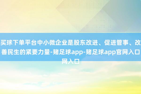 买球下单平台中小微企业是股东改进、促进管事、改善民生的紧要力量-赌足球app-赌足球app官网入口