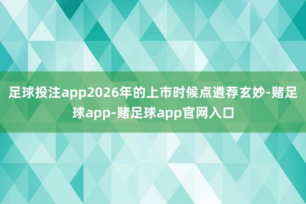 足球投注app2026年的上市时候点遴荐玄妙-赌足球app-赌足球app官网入口