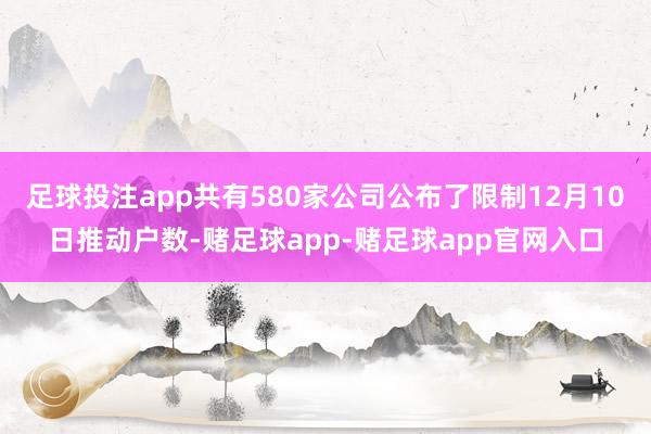 足球投注app共有580家公司公布了限制12月10日推动户数-赌足球app-赌足球app官网入口