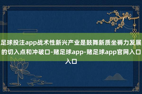 足球投注app战术性新兴产业是鼓舞新质坐褥力发展的切入点和冲破口-赌足球app-赌足球app官网入口