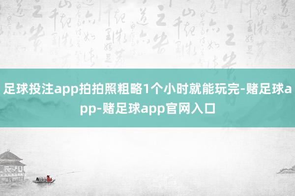 足球投注app拍拍照粗略1个小时就能玩完-赌足球app-赌足球app官网入口